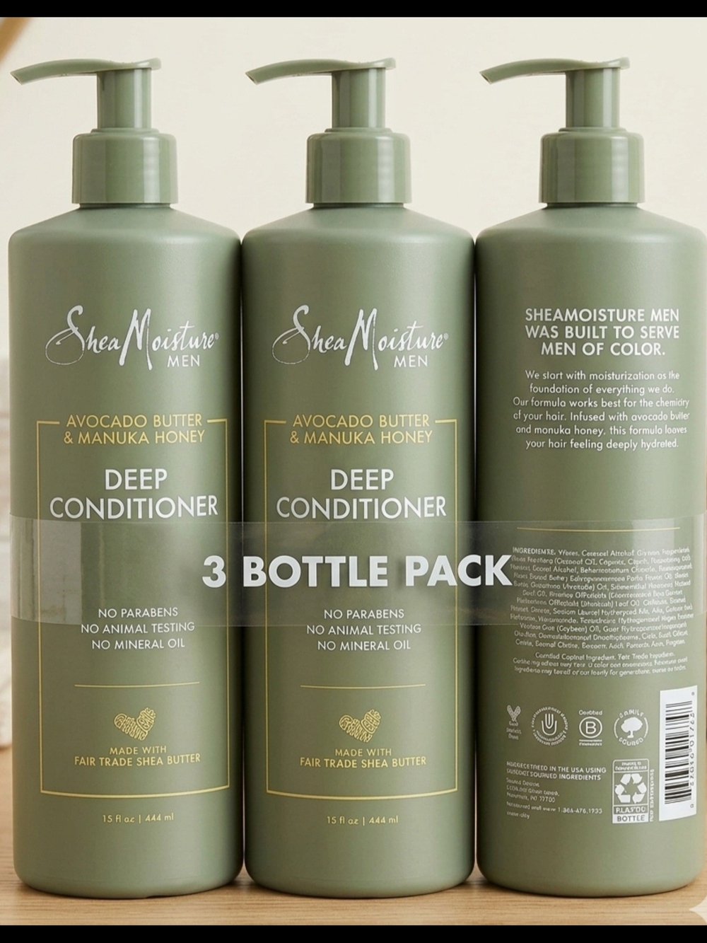 SheaMoisture Men Avocado Butter & Manuka Honey Deep Conditioner - Green (3 Pack)